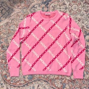 THML Pink Chain Link Print Crewneck Sweater SZ M NWOT